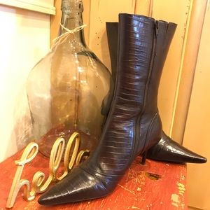 Kenneth Cole NY Brown Crocodile Print Boots - sz 8